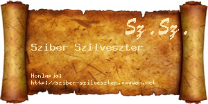 Sziber Szilveszter névjegykártya